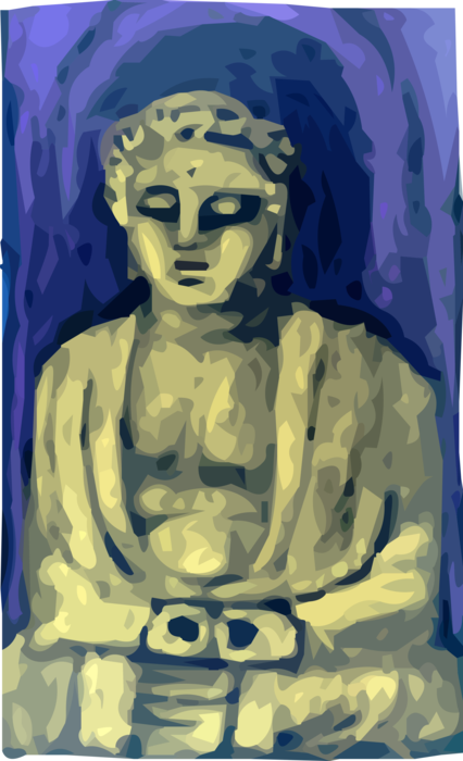 Vector Illustration of Gautama Buddha "The Awakened One" Ascetic and Sage Founded Buddhism Brings Enlightenment and Wisdom