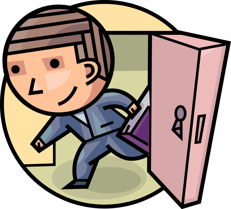 Vector Illustration of Businessman with Briefcase Walks Through Door and Enters Room