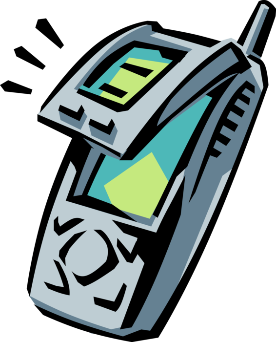 Vector Illustration of Mobile Smartphone Phone Telephone Makes and Receives Calls Over Radio Frequency Carrier