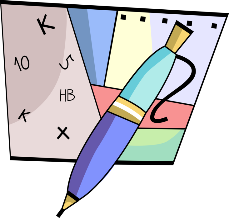 Vector Illustration of Retractable Ballpoint Pen Writing Instrument Available in Disposable and Refillable Models