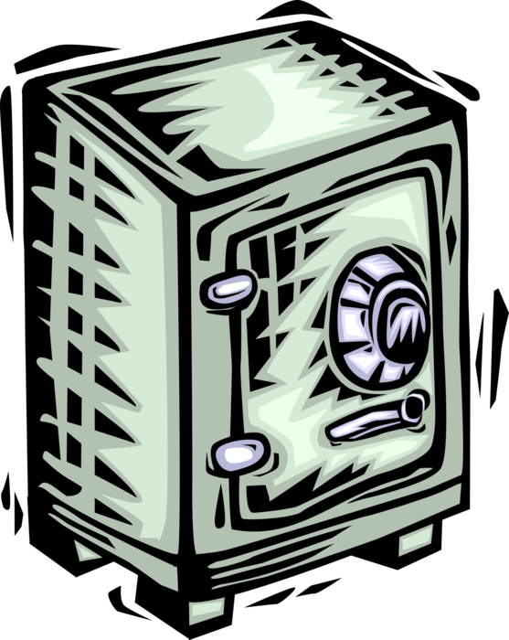 Vector Illustration of Financial Institution Bank Vault or Safe Protects Money and Valuables