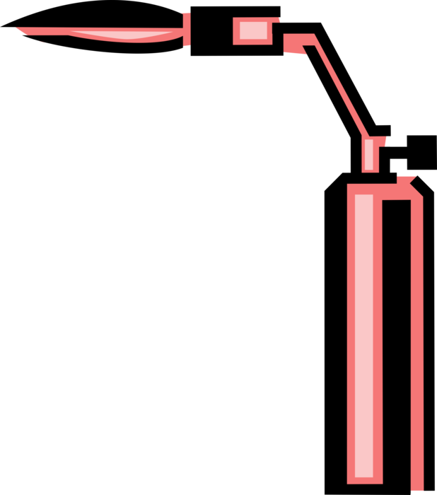 Vector Illustration of Blow Torch or Blowtorch Fuel Burning Tool Applies Flame and Heat in Metalworking