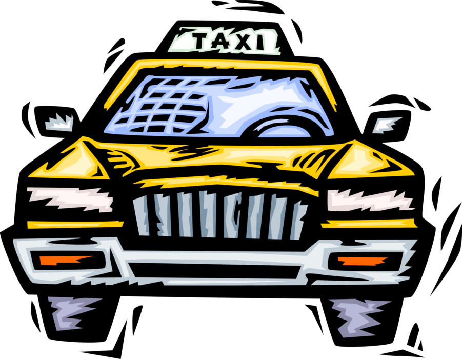 Vector Illustration of Taxicab Taxi or Cab Vehicle for Hire Automobile Motor Car