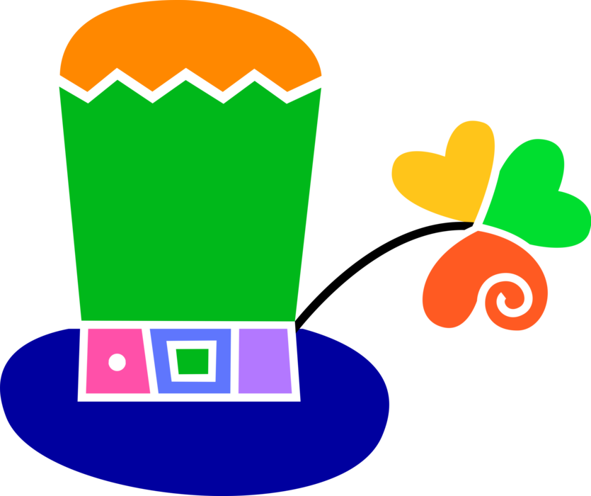 Vector Illustration of St Patrick's Day Irish Leprechaun Hat and Shamrock