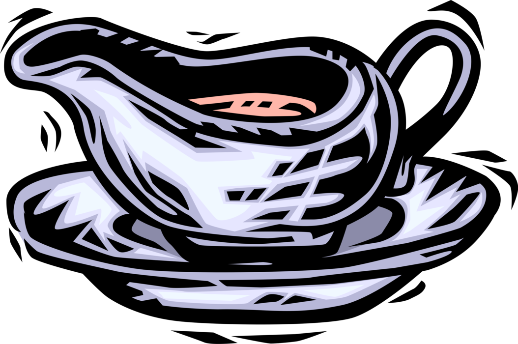 Vector Illustration of Sauce Boat, Gravy Boat or Saucière Boat-Shaped Serving Pitcher
