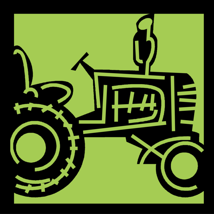 Vector Illustration of Agriculture and Farming Equipment Farm Machinery Tractor