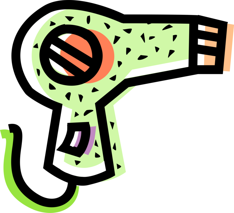 Vector Illustration of Portable Electric Hair Dryer or Blow Dryer 