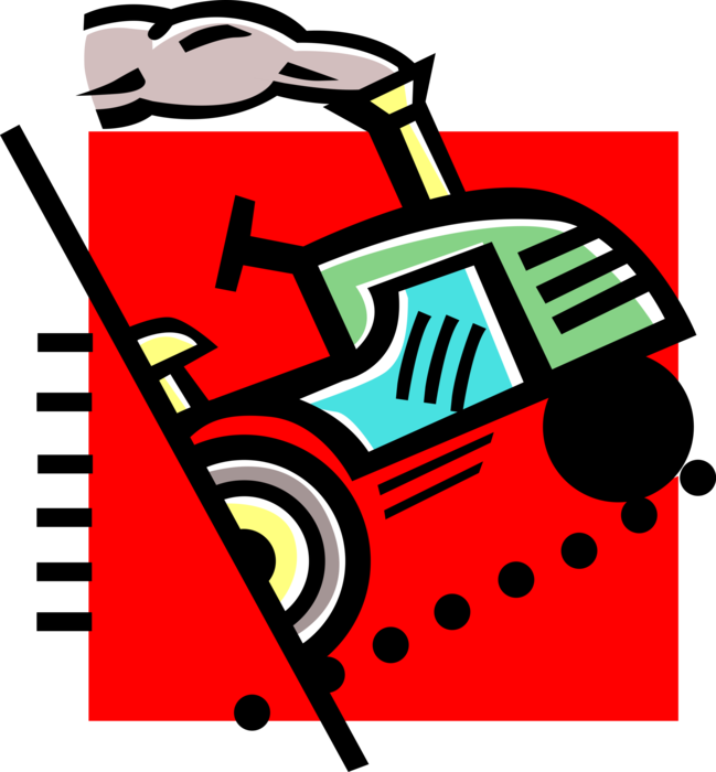 Vector Illustration of Agriculture and Farming Equipment Farm Machinery Tractor