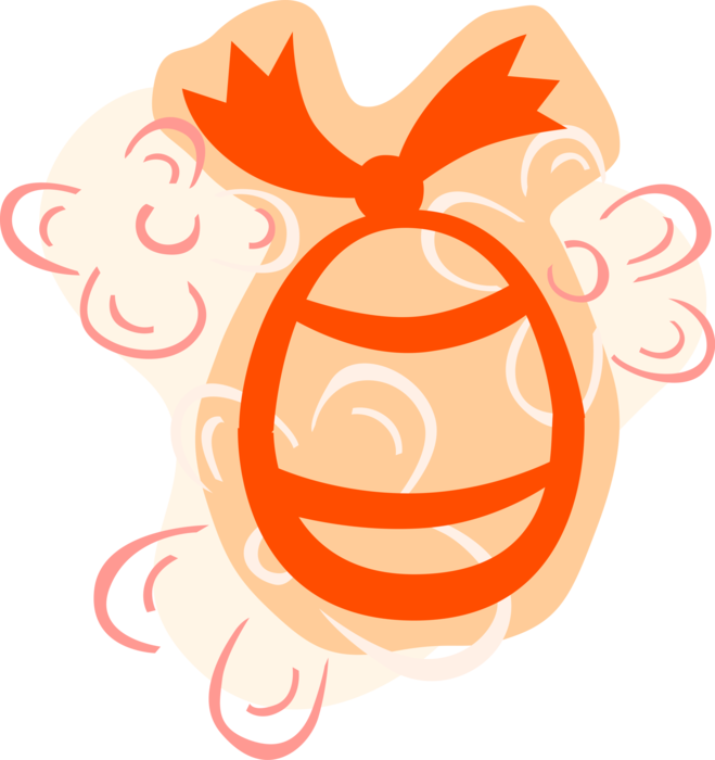 Vector Illustration of Decorated Colored Easter or Paschal Egg Celebrates Springtime and Easter Season with Ribbon Bow