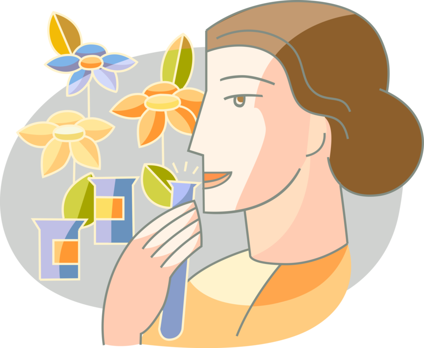 Vector Illustration of Fragrance Industry uses Essential Oils or Aroma Compounds, Fixatives to Create Pleasant Scent