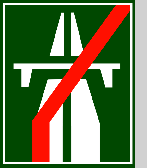 Vector Illustration of European Union EU Traffic Highway Road Sign, End of Motorway