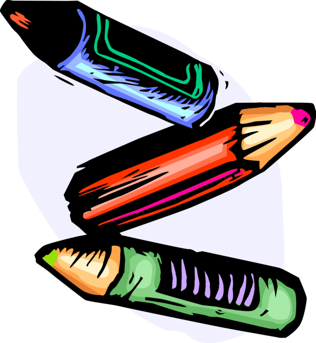 Vector Illustration of Colored Coloring Wax Crayons