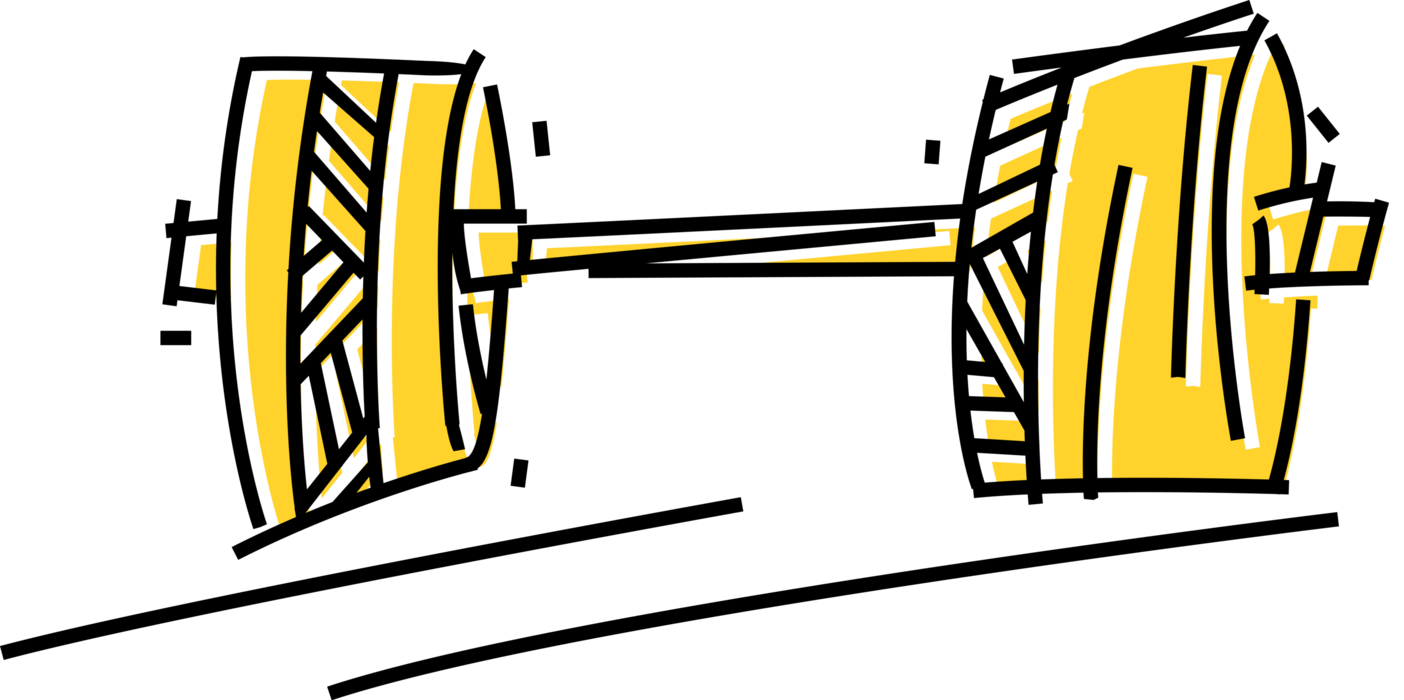 Vector Illustration of Bodybuilding and Physical Fitness Exercise Workout and Weightlifting Barbell Weights