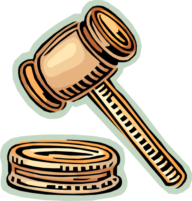 Vector Illustration of Judge's Gavel Ceremonial Mallet Punctuates Judicial Rulings and Proclamations