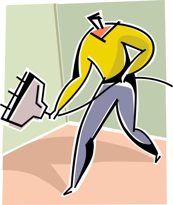 Vector Illustration of Computer Technician with Peripheral Cable Connector