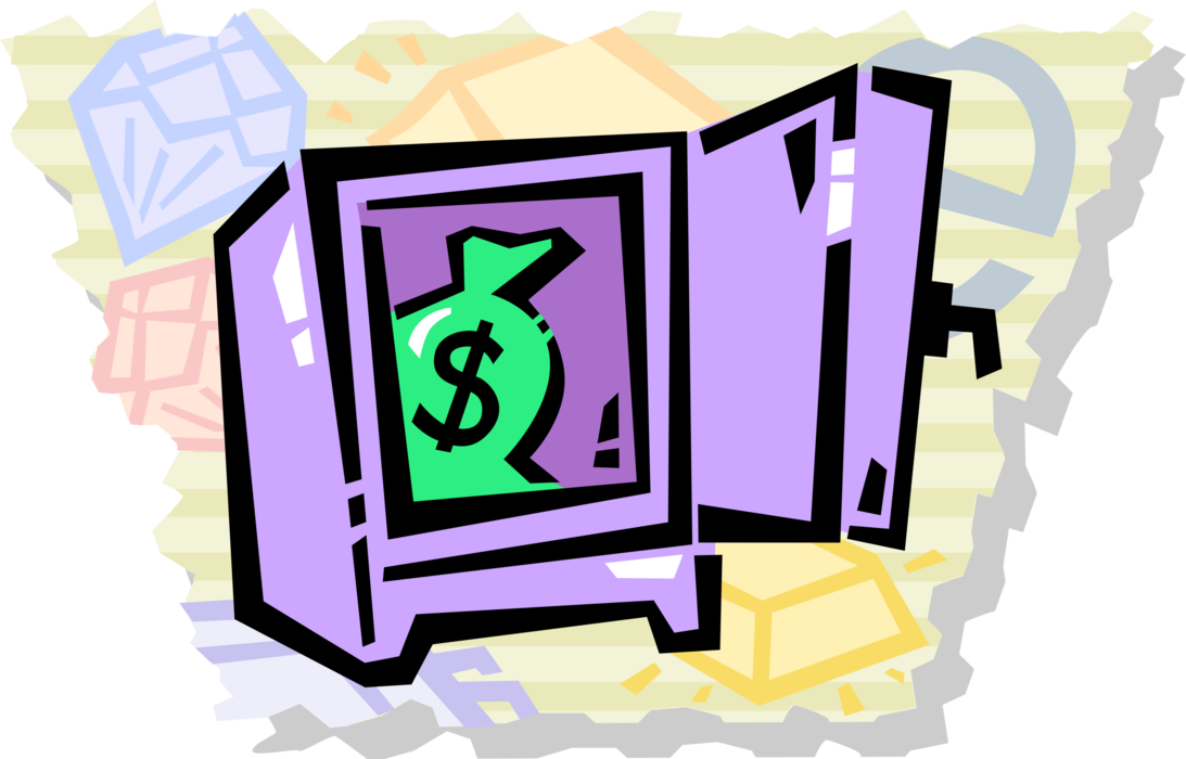 Vector Illustration of Financial Institution Bank Vault or Safe Stores Valuables and Money