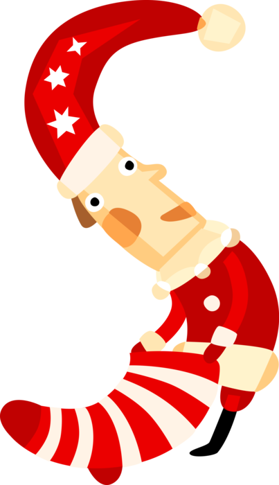 Vector Illustration of Santa Claus, Saint Nicholas, Saint Nick, Father Christmas, and Stocking