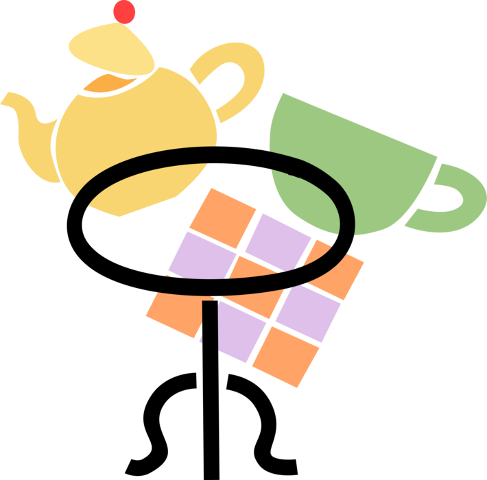 Vector Illustration of Teapot on Table with Teacup Cup
