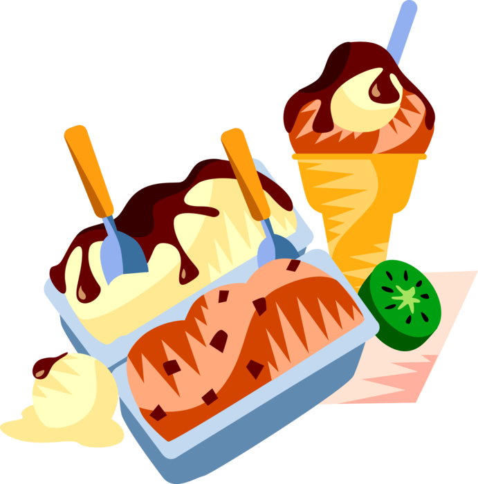 Vector Illustration of European Italian Cuisine Gelato Ice Cream Dessert