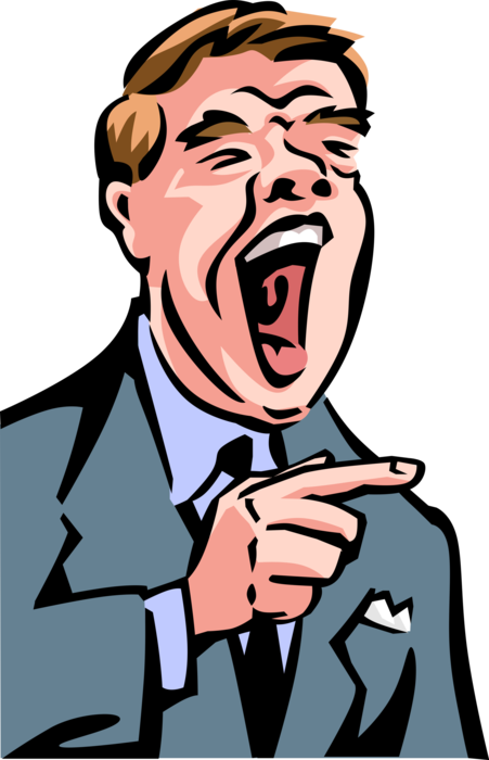 Vector Illustration of Yawning Businessman Bored with What He Hears