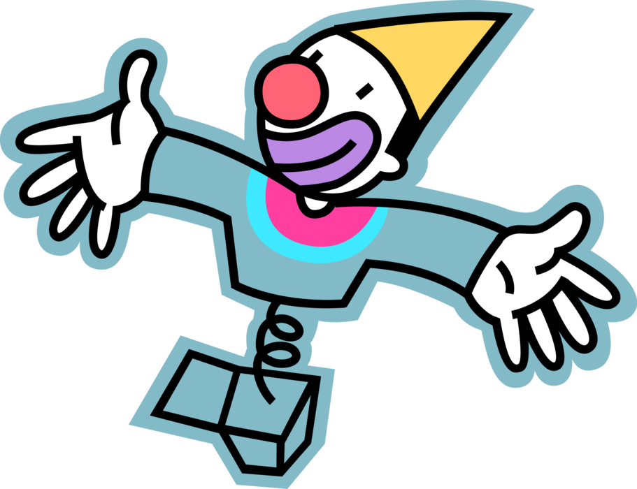 Vector Illustration of Jack-in-the-Box Children's Toy Plays Melody and Pops Open with Clown