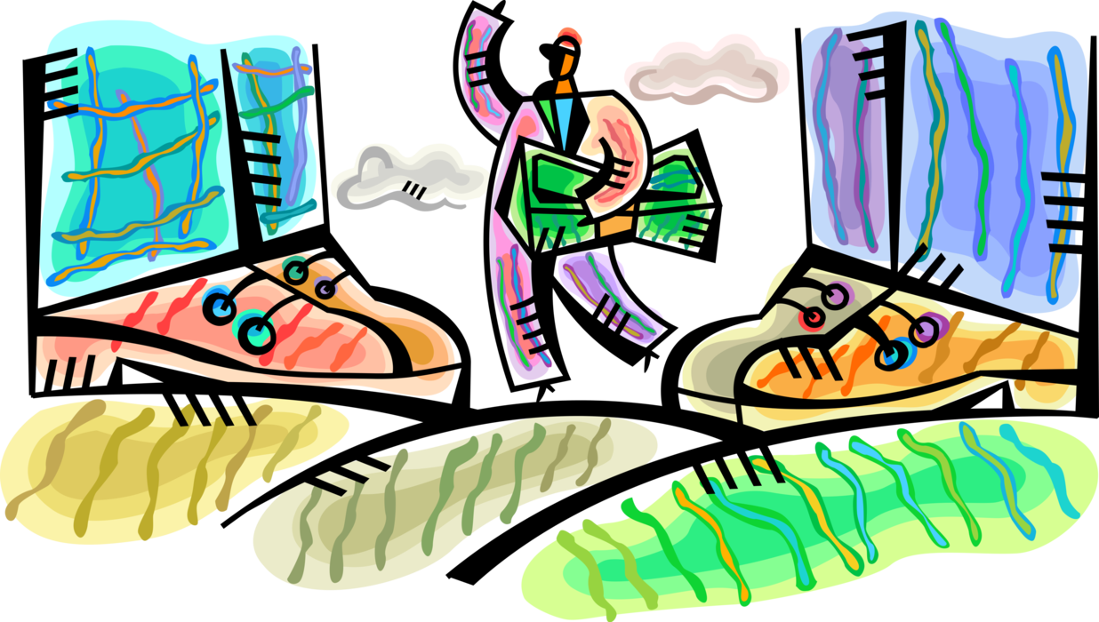 Vector Illustration of Well Financed Small Start Up Business Competitor Competes with Larger Market Leaders