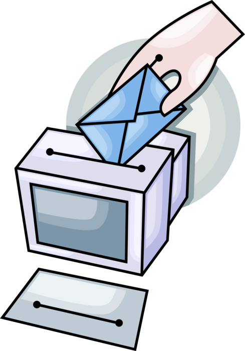 Vector Illustration of Hand Sends Internet Electronic Mail Email Correspondence @ Symbol Exchanges Digital Messages