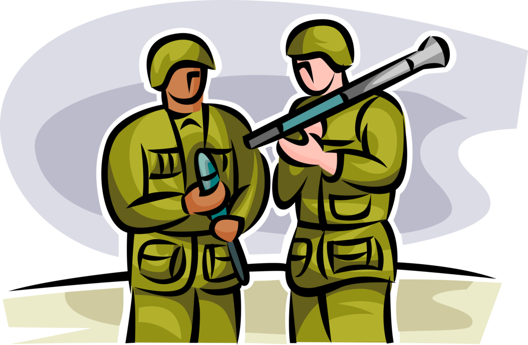 Vector Illustration of United States Military Soldiers Load RPG Rocket Propelled Grenade Weapon
