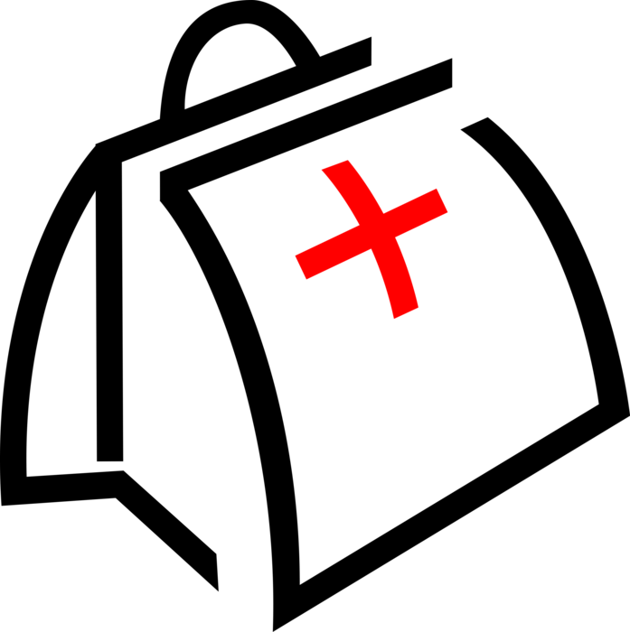 Vector Illustration of Doctor Physician's Portable Medical Bag to Transport Medical Supplies and Medicine
