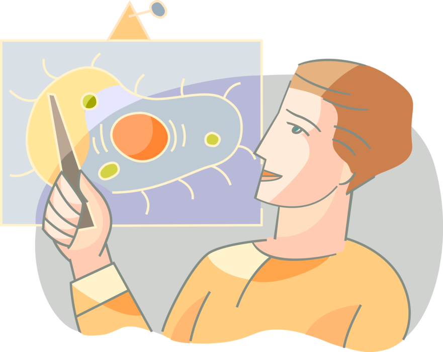 Vector Illustration of Scientist Researcher Studies Microorganisms in Scientific Laboratory Research