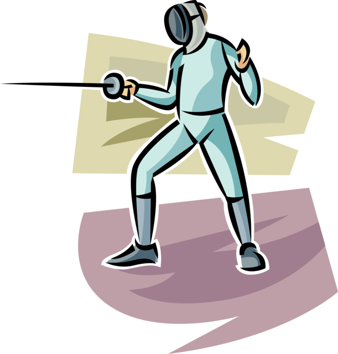 Vector Illustration of Foilsman with Foil Sword in Competitive Match