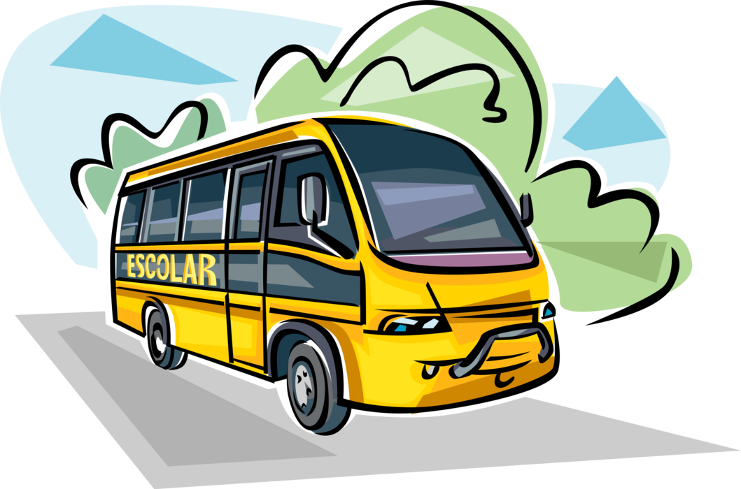 Vector Illustration of Brazilian Schoolbus or School Bus used for Student Transport To and From School