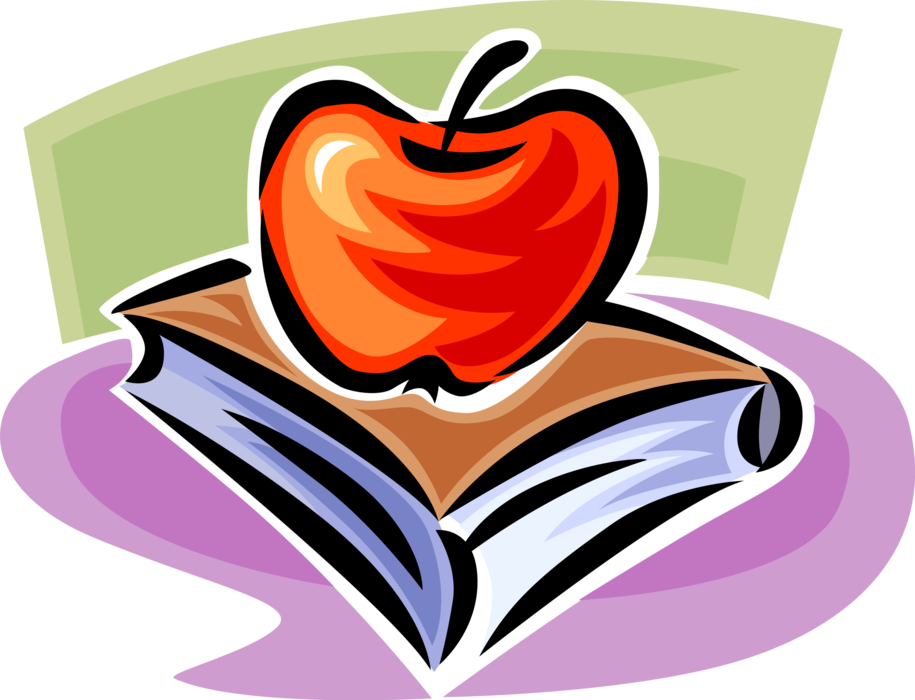 Vector Illustration of Apple Symbol of Knowledge for Teacher and Schoolbook Textbook Book
