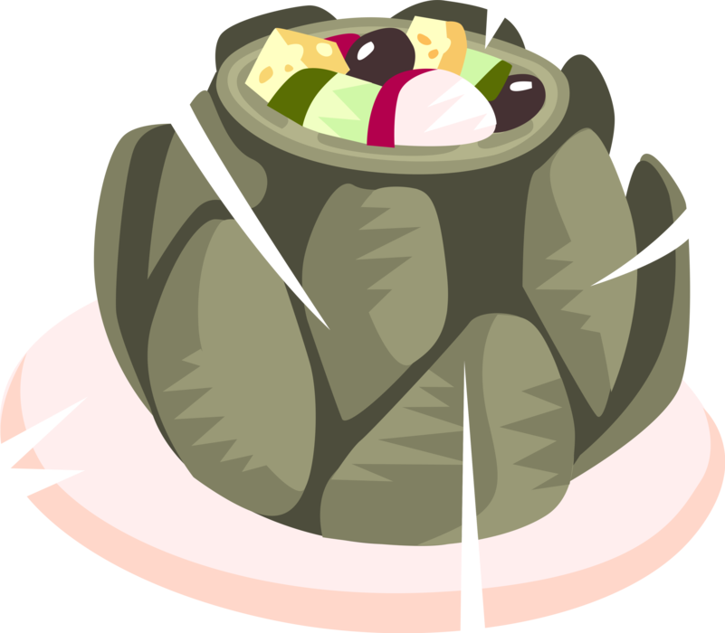 Vector Illustration of Stuffed Artichoke Food Prepared in Various Regions