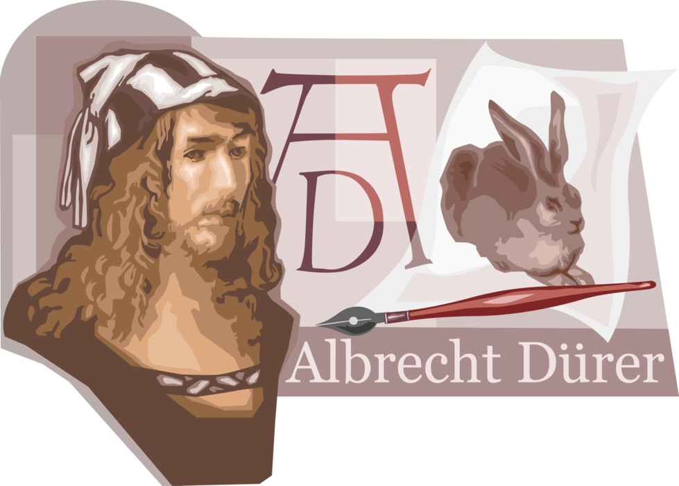 Vector Illustration of Albrecht Durer Artist, Painter, Printmaker Theorist of German Northern Renaissance