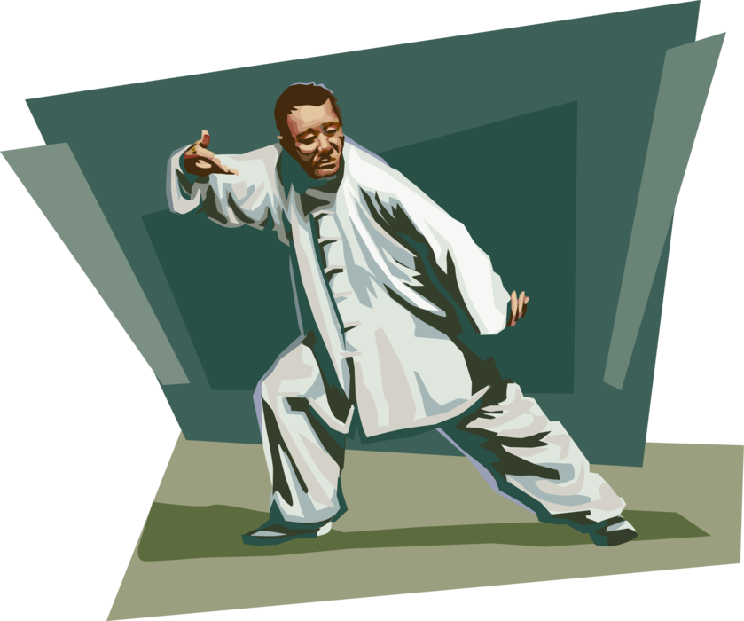 Vector Illustration of Chinese Martial Art Tai Chi of Stylized, Meditative Exercise