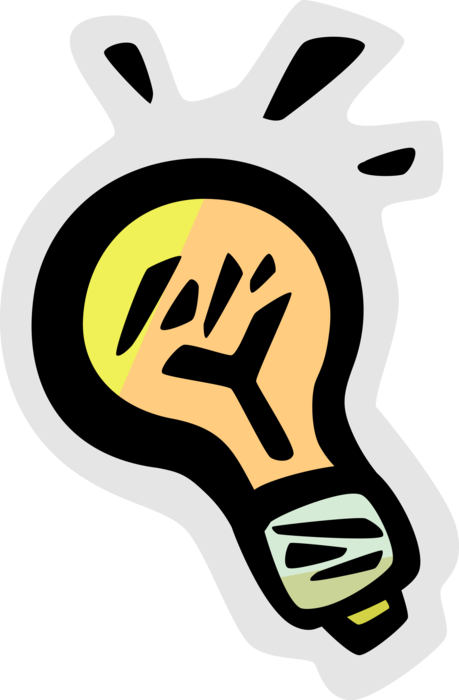 Vector Illustration of Electric Light Bulb Symbol of Invention, Innovation, Inspiration and Good Ideas