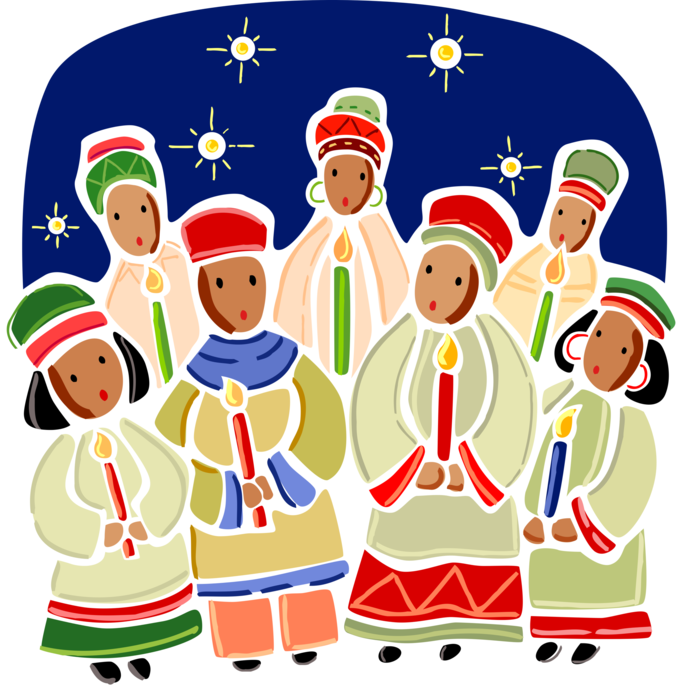 Vector Illustration of Celebrating Kwanzaa with Traditional African Choir Singing Songs with Candles