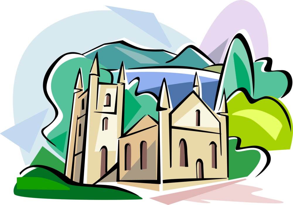 Vector Illustration of The Convict Church Timber and Stone Church, Port Arthur, Tasmania