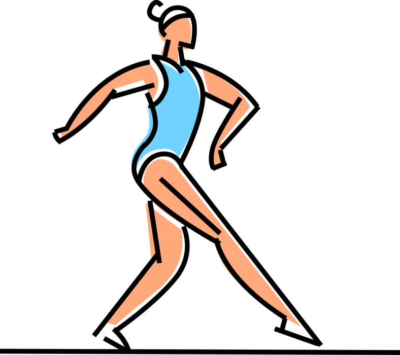 Vector Illustration of Gymnast Performs Routine on Gymnastics Balance Beam