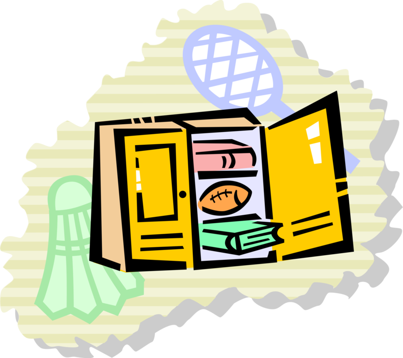 Vector Illustration of School Locker Stores Student's Books for Classroom Studies