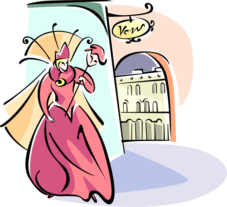 Vector Illustration of Carnival of Venice Masquerade Ball Participant