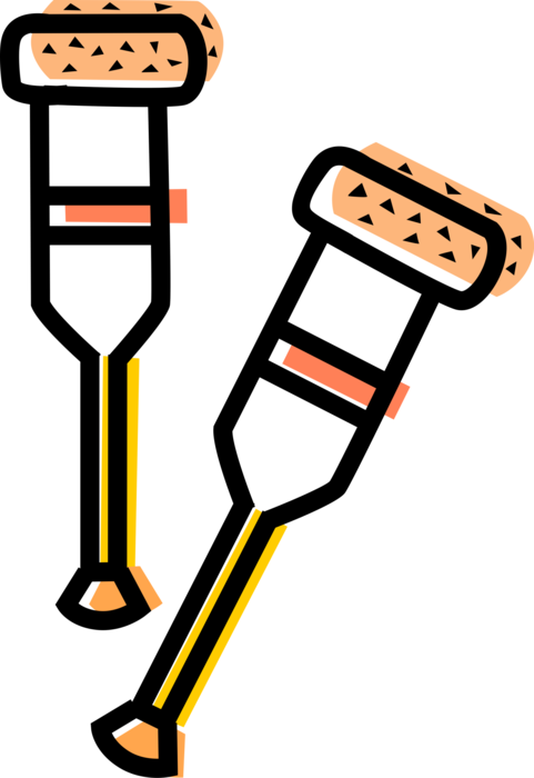 Vector Illustration of Crutch Mobility Aid for Accident Victims and Disabled People Needing Balance or Stability