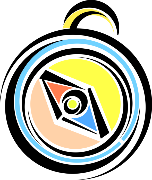 Vector Illustration of Magnetic Compass for Navigation and Finding Direction Points to "Magnetic North"