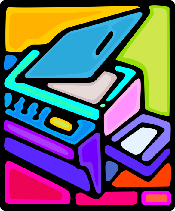 Vector Illustration of Business Office Photocopier Copies and Prints Documents