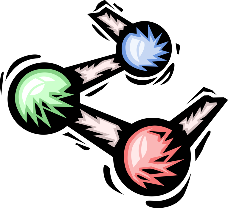 Vector Illustration of Chemistry Molecule Atoms Held Together by Chemical Bonds