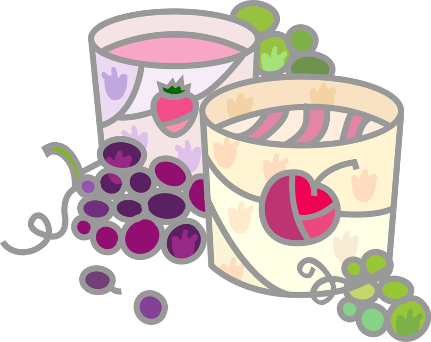 Vector Illustration of Fruit Grapes with Drink Glasses