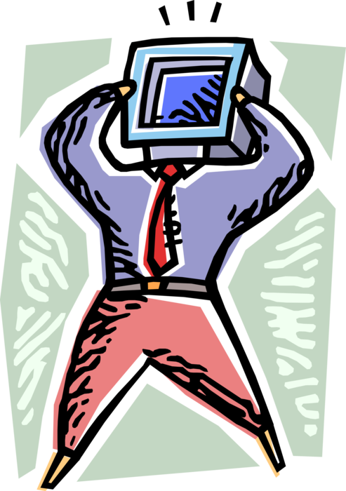 Vector Illustration of Businessman with Personal Computer Monitor Head