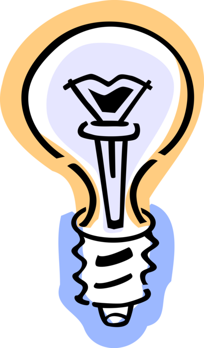 Vector Illustration of Electric Light Bulb Symbol of Invention, Innovation, Inspiration and Good Ideas