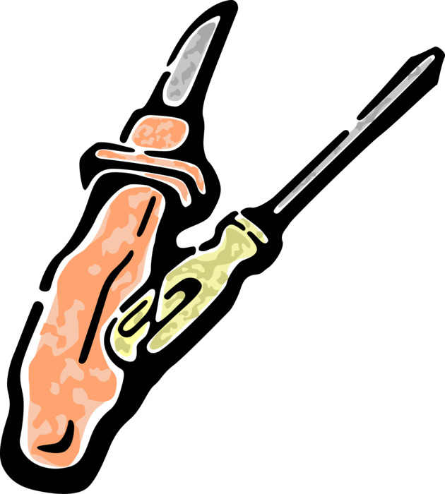 Vector Illustration of Screwdriver Tool for Driving or Removing Screws and Utility Knife
